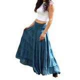 guys in skirts Skirt Women's Spring, Summer and Autumn Large Swing Skirt Ethnic Style Plain Long Skirt Artistic Temperament Commuter Super Fairy Skirt