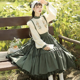 one with nature dress to impress Sunflowers Appointment Color Green Lolita Overall Skirt