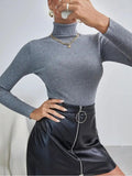 2000s fashion Women's Autumn and Winter Turtleneck Sweater Pullover Knitted Top Bottoming Shirt