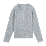 Fall Outfits Lazy Style Thick Needle Sweater for Women 2024 Autumn New V-neck Knitted Top 