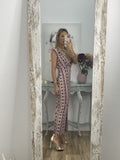 Wjczt curvy casual outfits Summer Casual Printed Sleeveless V-neck Split Long One-Step Dress Dress