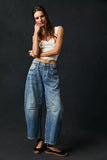 2024 fall fashion trends Casual Women's Loose Wide-Leg Pants Mid-Low Waist Washed Denim Trousers