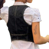 2000s fashion Fashion Slim Fit Denim Vest for Women