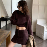 concert outfit Dongdaemun 2024 Winter New Fashion Solid Color Sweater Hot Girl Knitted Hip Skirt Two-Piece Suit for Women