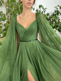 one with nature dress to impress Green Fashion New Long Floating Stage Performance Cello Performance Dress Waist Slimming Elegant Evening Dress