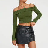 fall 2024 fashion trends  Women's Autumn and Winter New Solid Color off-Neck Casual Long-Sleeved Top