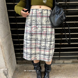 jorts mens outfits 2024 Autumn and Winter Urban Commuter Retro Slimming Thick Composite Graffiti Printed Plaid Midi Dress