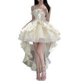 aesthetic halloween costumes Summer New Korean Style White Moonlight First Love Sense Niche Exquisite Waist Slimming Sling Tail Dress Short Skirt for Women