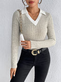 business casual outfits for women New Autumn Women's Pullover Long-Sleeved Knitted Top V-neck Simple Knitted Bottoming Shirt