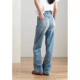 jeans Washed Straight Jeans 2024 Summer New High Waist Loose Slimming Wide Leg Pants Pear-Shaped Figure Pants for Women