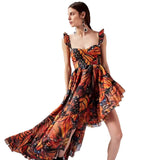 pretty halloween costumes 2024 Summer Hot Sale Sling Midi Dress Digital Butterfly Print Fashion Style Large Swing Skirt Dress