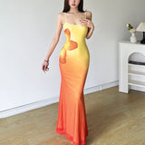 calico hair Style 2024 Summer New Women's Clothing Street Fashion Sexy Sling Long Dress Women