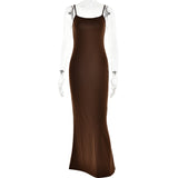 maternity Autumn Hot New Sexy Temperament Strap Backless Slim Stitching Dress Long Dress