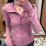 lookbook outfits 2024 New Lulu Same Style Velvet Pink Spring and Summer Yoga Clothes Women DeFina Top Hoodie Fitness Sports