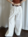 Wjczt summer outfits inspo Retro High Street Suit Pants Loose Wide Leg Lazy Straight Casual Pants K335