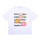 shirt Cute Donut Printed Youth Short-Sleeved T-shirt Men and Women Couple Casual Loose round Neck T-shirt 