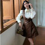 2024 fall fashion trends French Retro British Style Two-Piece Set Autumn New Fashion All-Match Shirt Top Vest Skirt Dress