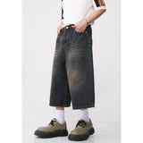 Wjczt  Summer New Arrivals Korean Loose Wide-leg Retro Distressed Flared Cropped Pants