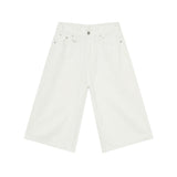 Wjczt  Summer New Arrivals Korean Loose Wide-leg Retro Distressed Flared Cropped Pants