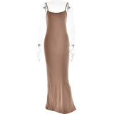 maternity Autumn Hot New Sexy Temperament Strap Backless Slim Stitching Dress Long Dress