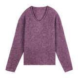 Fall Outfits Lazy Style Thick Needle Sweater for Women 2024 Autumn New V-neck Knitted Top 