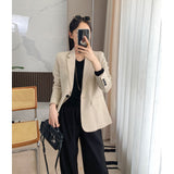 buisnesscore outfit women Th Home Light Luxury! Three-Dimensional Cut Wool Blended Slim Fit Slimming One Button Suit Jacket Skirt Suit Women