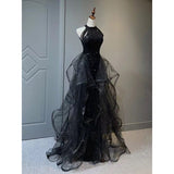 witch dress to impress Black Evening Dress for Women 2024 New Light Luxury Niche High-End High-End Sense Trailing Birthday Party Host Adult Ceremony