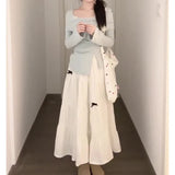 guys in skirts Autumn Small Wear Blue Knitted Sweater Skirt Age-Reducing Sweet Gentle Style Two-Piece Suit for Women