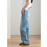 jeans Washed Straight Jeans 2024 Summer New High Waist Loose Slimming Wide Leg Pants Pear-Shaped Figure Pants for Women