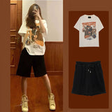 skirt outfits Summer 2024 Student Leisure Sports Women's Suit New Online Popular Street Fashion Short Sleeve Shorts Two-Piece Set