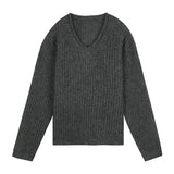 Fall Outfits Lazy Style Thick Needle Sweater for Women 2024 Autumn New V-neck Knitted Top 