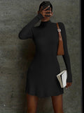 grunge outfits New Autumn and Winter Slimming Long-Sleeved Knitted Dress Women's Solid Color Tight Sexy Hip Skirt