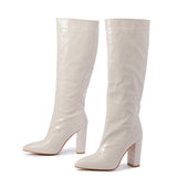 barn jacket outfits Pointed Toe Chunky Heel over-the-Knee Boots Winter New Slip-on Boots