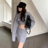 concert outfit Dongdaemun 2024 Winter New Fashion Solid Color Sweater Hot Girl Knitted Hip Skirt Two-Piece Suit for Women