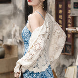 fall 2024 fashion trends Outerwear Elegant Hollow-out Cardigan Slimming Breasted Sweater Spring and Summer New Korean Style Short Top for Women Al111