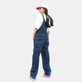 Wjczt 90s streetwear Oeeta Jeans Autumn American Style Overalls Men's Denim Overalls Women's Loose Denim Jumpsuit