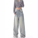 Wjczt outfit ideas for school Ken Studio Early Autumn 2024 New Jeans Women's American Retro Design Niche Loose Wide-Leg Pants Pants