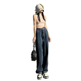 outfit ideas High Waist Straight Jeans Women's Autumn and Winter Retro Design Pants Loose Slimming Small Mop Wide Leg Pants