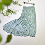 guys in skirts Skirt Elastic High Waist Glossy Silky Skirt Slimming Drape A- line Skirt 2024 Spring and Summer