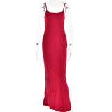 maternity Autumn Hot New Sexy Temperament Strap Backless Slim Stitching Dress Long Dress