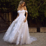 jester dress to impress Lace Applique Wedding Dress Autumn Women Sweetheart off Shoulder Backless Princess Bridal Party off Shoulder Wedding Gown