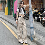 90s streetwear High Waist Loose Suit Pants Wide Leg Pants Draping Mop Straight Casual Pants for Women New