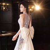 pink dress Banquet Host Evening Dress 2024 New Style Style Birthday Party Socialite Elegant French Light Luxury Fishtail