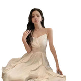 dress to impress divine being Gentle Style Elegant Streamer Sling Dress Women's French Ruffled Seaside Holiday Fairy Dress