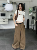 summer outfits inspo Retro High Street Suit Pants Loose Wide Leg Lazy Straight Casual Pants K335