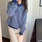 fall outfit men Houndstooth Sweater for Women 2024 New Autumn and Winter Loose Korean Style Versatile Lazy Style Pullover Sweater Top for Students