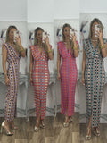 curvy casual outfits Summer Casual Printed Sleeveless V-neck Split Long One-Step Dress Dress