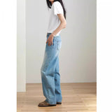 jeans Washed Straight Jeans 2024 Summer New High Waist Loose Slimming Wide Leg Pants Pear-Shaped Figure Pants for Women