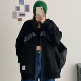 90s streetwear Extra Large Size Spring and Autumn New Women's Clothing Fashionable Versatile Fat Loose Sweater Jacket Thin Hooded