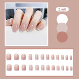 Wjczt 24Pcs nail art fake nails French microd rilling simple Full Seamless Removable False Nail Ballerina Press On Nails Art Tips Set